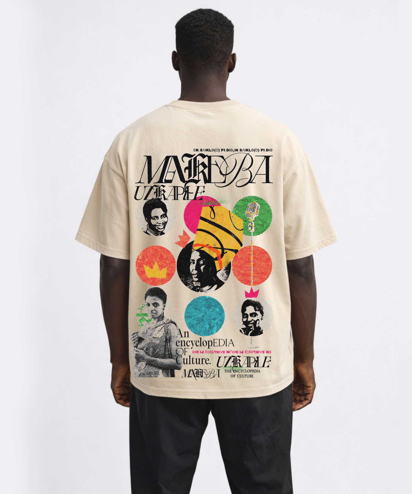 Uzkapile Makeba Tribute Tee Pink Graphic CH-UZK-MM-BEIGE-P V3
