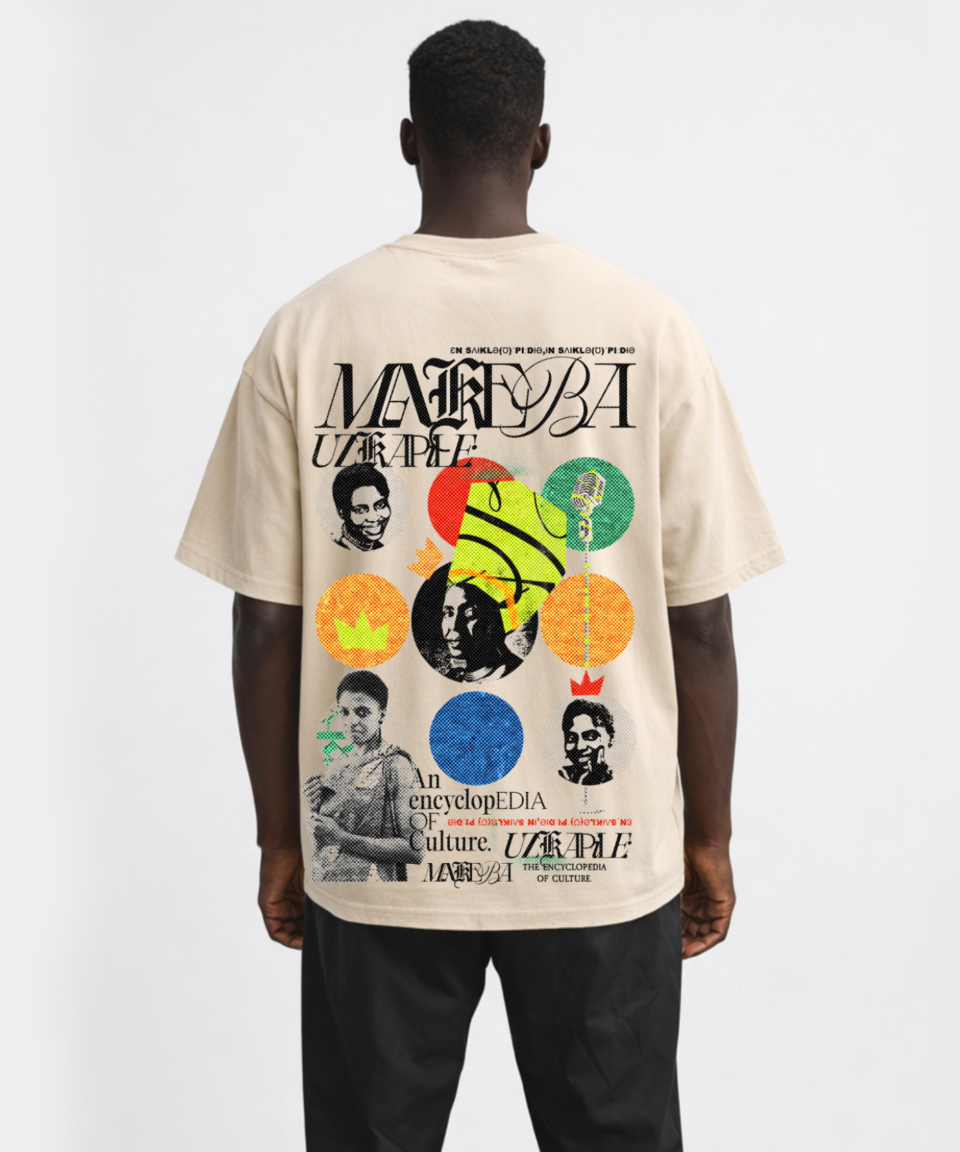 Uzkapile Makeba Tribute Tee Yellow Graphic CH-UZK-MM-BEIGE-Y V3